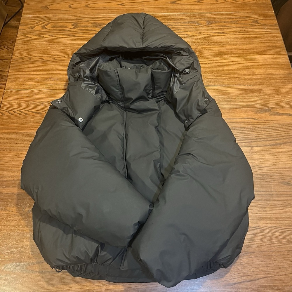 KHY Standard Puffer Jacket Womens S Black Oversized Detachable Hood Kylie Jenner